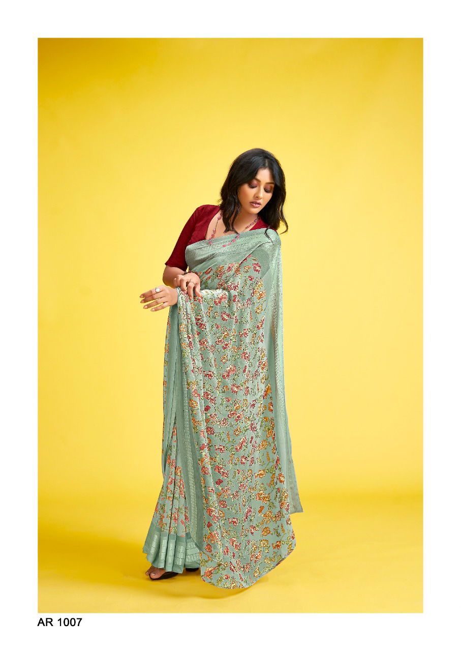 Sr Aarya Casual Wear Weaving Printed Georgette Designer Saree Collection